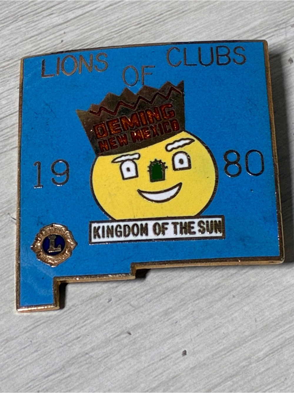 Vintage Lions Clubs Deming New Mexico 1980 Enamel State Souvenir Pin Badge